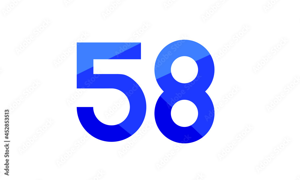 58 Number Modern Flat Blue Logo 58 Number Modern Flat Blue Logo