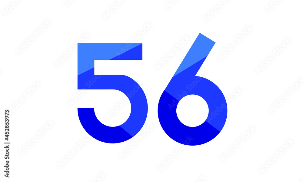 56 Number Modern Flat Blue Logo 56 Number Modern Flat Blue Logo