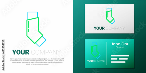 Line Inhaler icon isolated on white background. Breather for cough relief, inhalation, allergic patient. Colorful outline concept. Vector