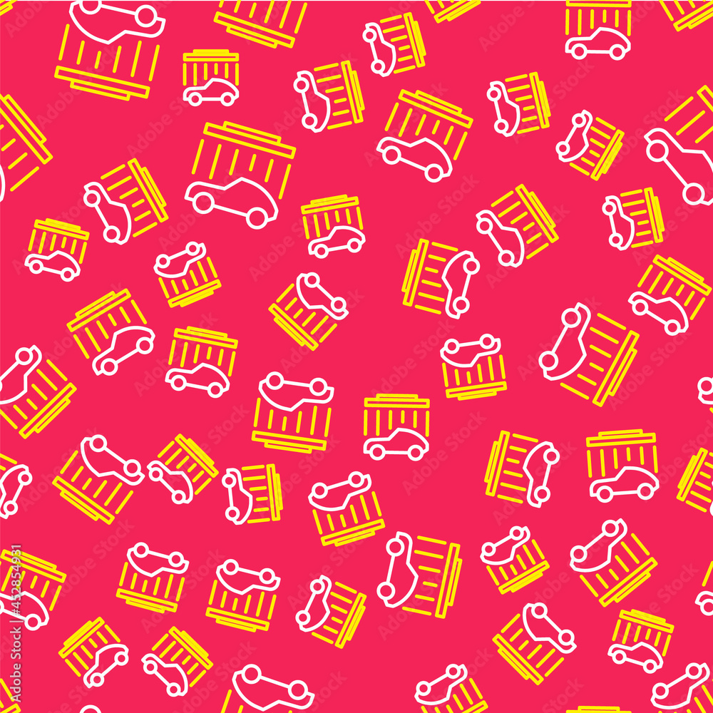 Line Car wash icon isolated seamless pattern on red background. Carwash service and water cloud icon. Vector Line Car wash icon isolated seamless pattern on red background. Carwash service and water cloud icon. Vector