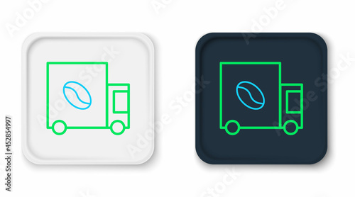 Line Coffee street truck machine icon isolated on white background. Delivery coffee. Colorful outline concept. Vector