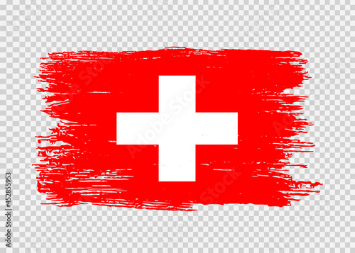 Switzerland  flag with brush paint textured isolated  on png or transparent background,Symbol of Switzerland,template for banner,promote, design,vector,top gold medal winner sport country