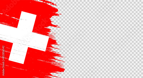 Switzerland  flag with brush paint textured isolated  on png or transparent background,Symbol of Switzerland,template for banner,promote, design,vector,top gold medal winner sport country