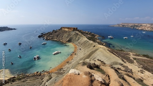 Coast and Beach of Għajn Tuffieħa in Malta