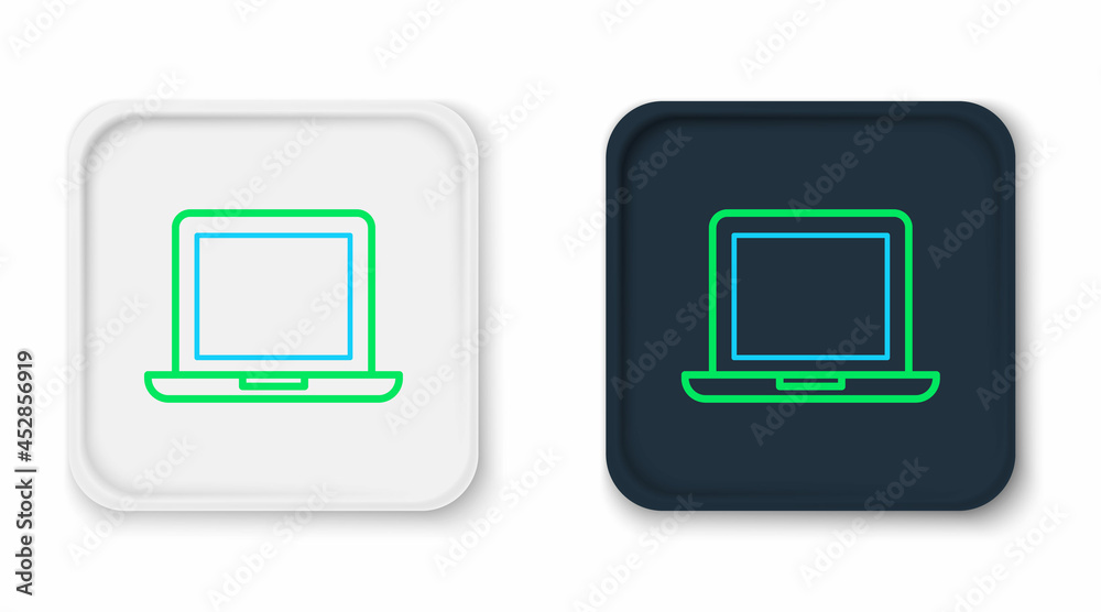 Line Laptop icon isolated on white background. Computer notebook with empty screen sign. Colorful outline concept. Vector Line Laptop icon isolated on white background. Computer notebook with empty screen sign. Colorful outline concept. Vector