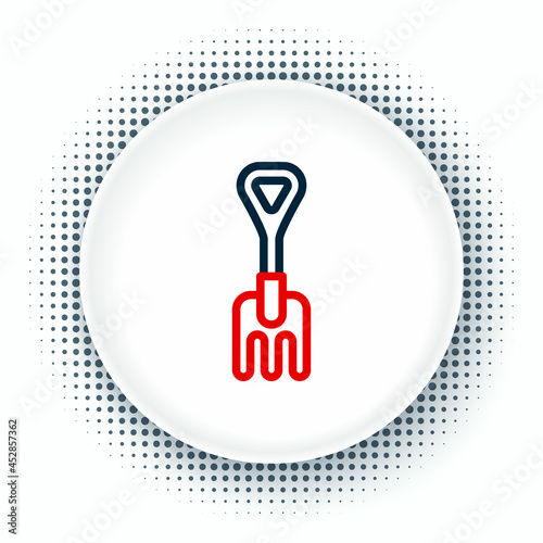 Line Garden rake icon isolated on white background. Tool for horticulture, agriculture, farming. Ground cultivator. Colorful outline concept. Vector