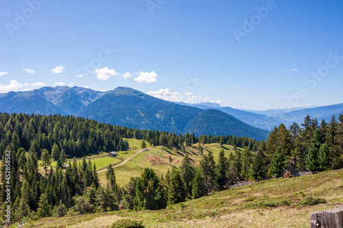 A panoramic view of the Rodenecker and Lusner (or Rodengo and Luson) plateau, in the Isarco Valley, in South Tyrol, Italy photo