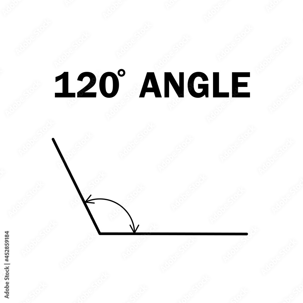 120 degree angle. Geometric mathematical angle with arrow vector icon ...