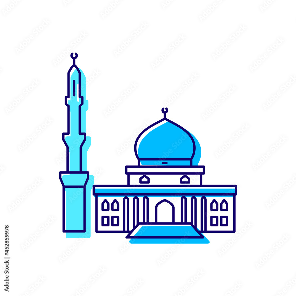 Islamic center in Male outline icon. Maldives culture. Exotic vacation. Isolated vector stock illustration Islamic center in Male outline icon. Maldives culture. Exotic vacation. Isolated vector stock illustration