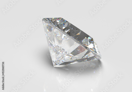Beautiful Shiny Diamond in Brilliant Cut on White Background - Crystal Background