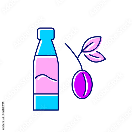 Taiwanese plum wine flat icon. Oriental fruit wine bottle. Asian alcohol drink Umeshu. Isolated vector illustration © Anastasia Gapeeva