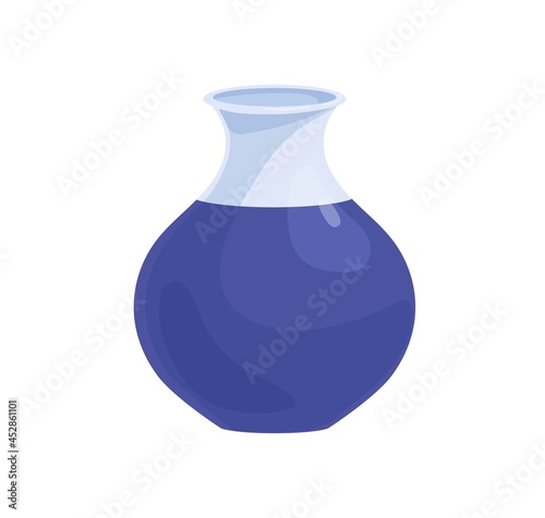 Ceramic painted vase. Glossy enameled porcelain vessel. Modern pottery. Reali...