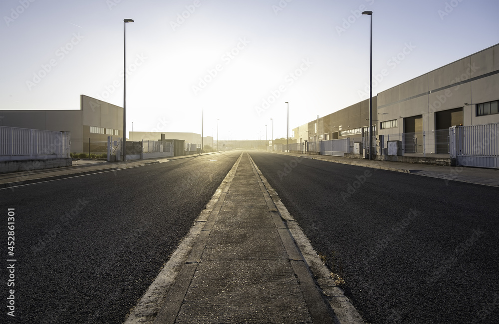 Fototapeta premium Industrial street with fog