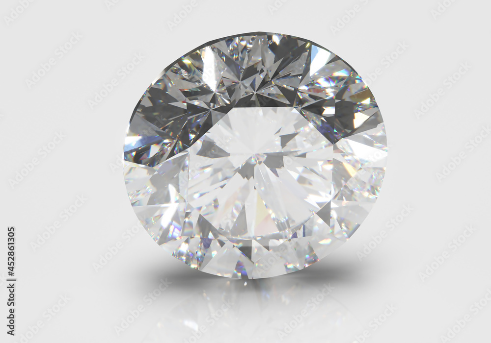 Beautiful Shiny Diamond in Brilliant Cut on White Background,- Crystal Background