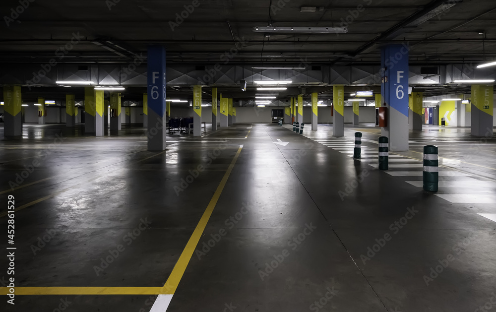 Interior of underground parking Interior of underground parking
