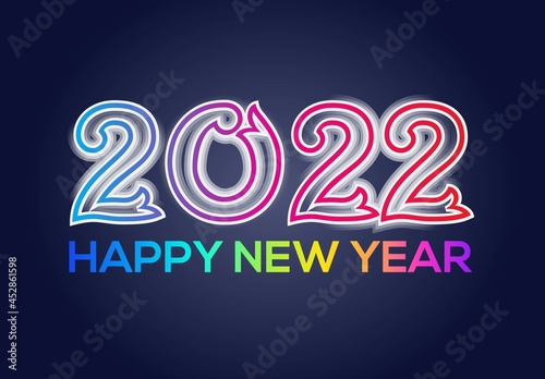 
happy new year 2022.Happy new year 20212festive background. Decorative elements for party invitation.2022 A Happy New Year sign, congrats concept. Logotype in 3D style. Beautiful snowy backdrop.  photo