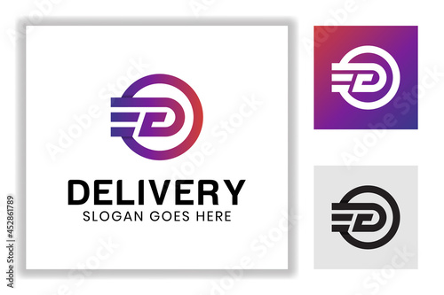 monogram gradient color letter D with fast speed symbol for delivery logistics express logo template