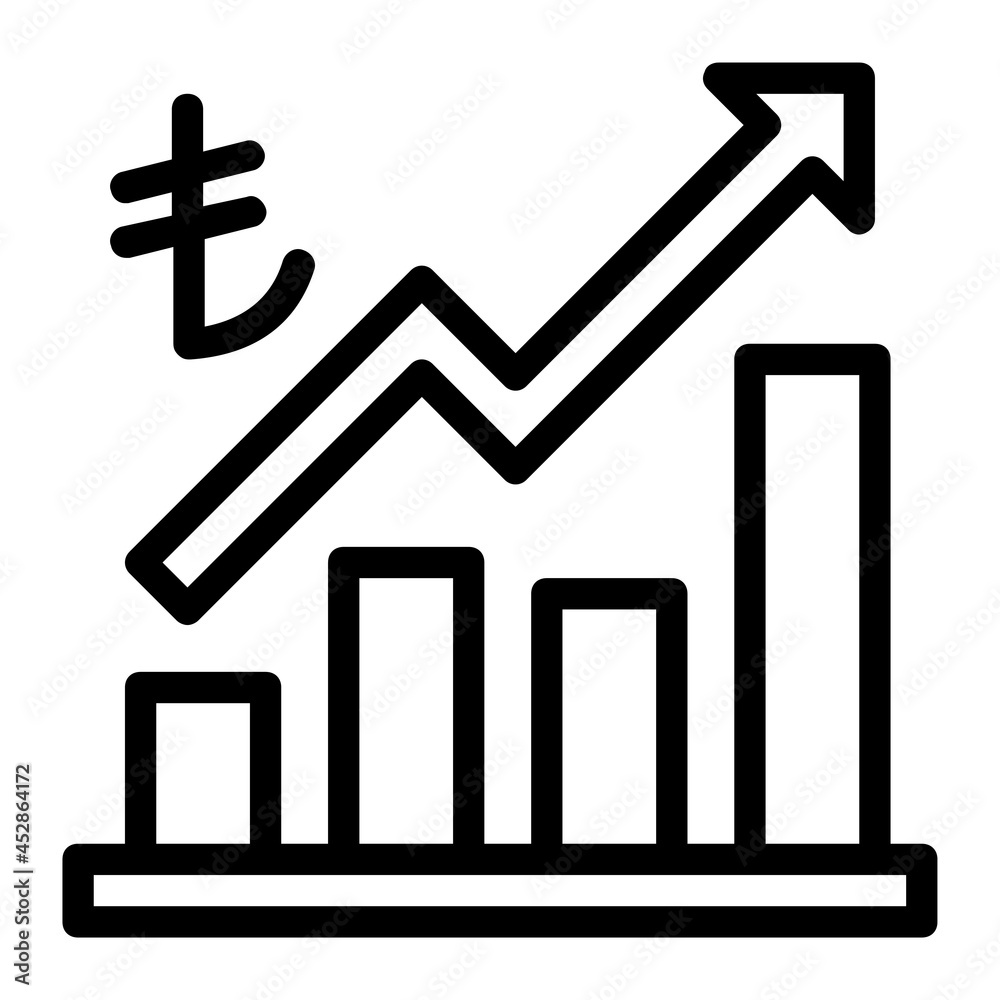 Turkish Lira Statistic Increasing Up Icon Turkish Lira Statistic Increasing Up Icon