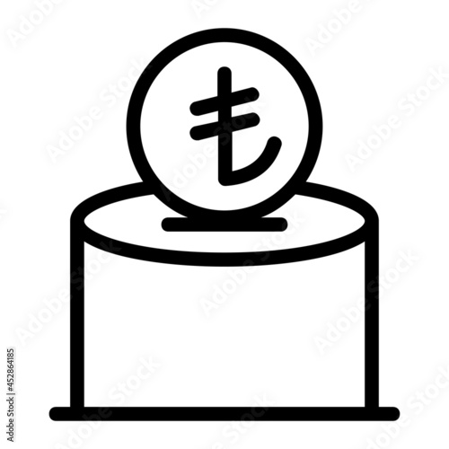 Saving Turkish Lira Money in Piggy Bank Icon