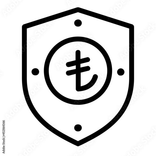 Turkish Lira Secure Shield Icon