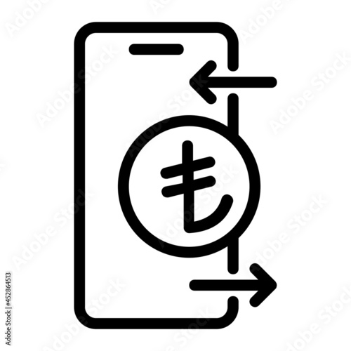 Turkish Lira Transaction via Mobile Phone Icon