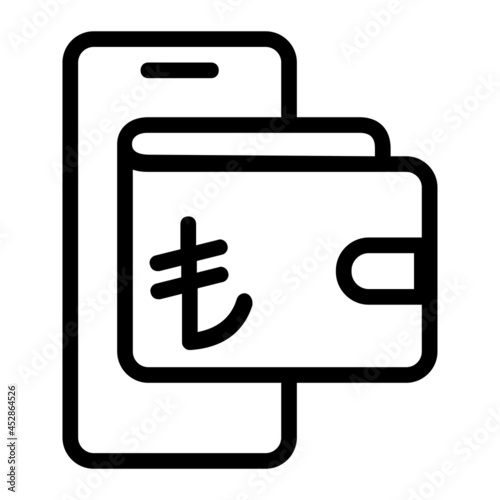 Turkish Lira Money Digital Wallet Icon
