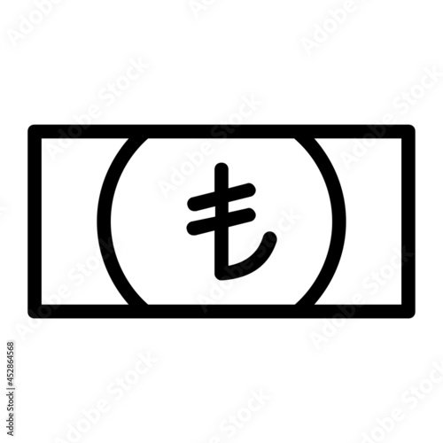 Turkish Lira Banknote or Paper Money Icon