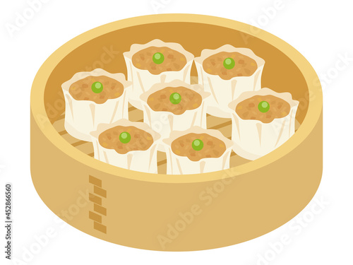 せいろに入っているしゅうまい　Shumai vector illustration