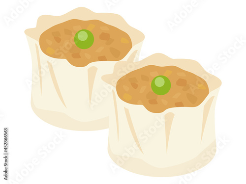 グリーンピースが乗っているしゅうまい　Shumai vector illustration