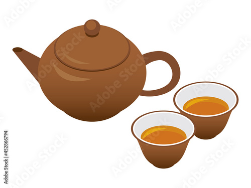 中国茶　急須　Chinese tea vector illustration