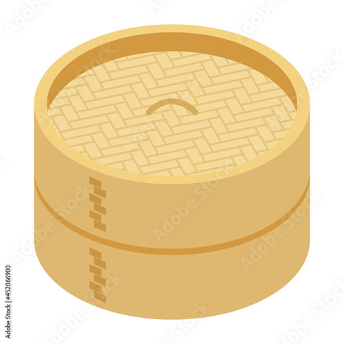 せいろ　中華料理に使う蒸し器　Bamboo steamer vector illustration