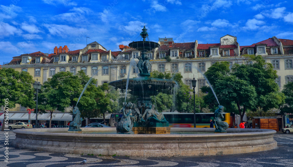 Fontaine de la place du Rossio à Lisbonne, Portugal