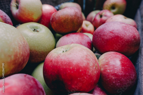 Fresh apples in a box