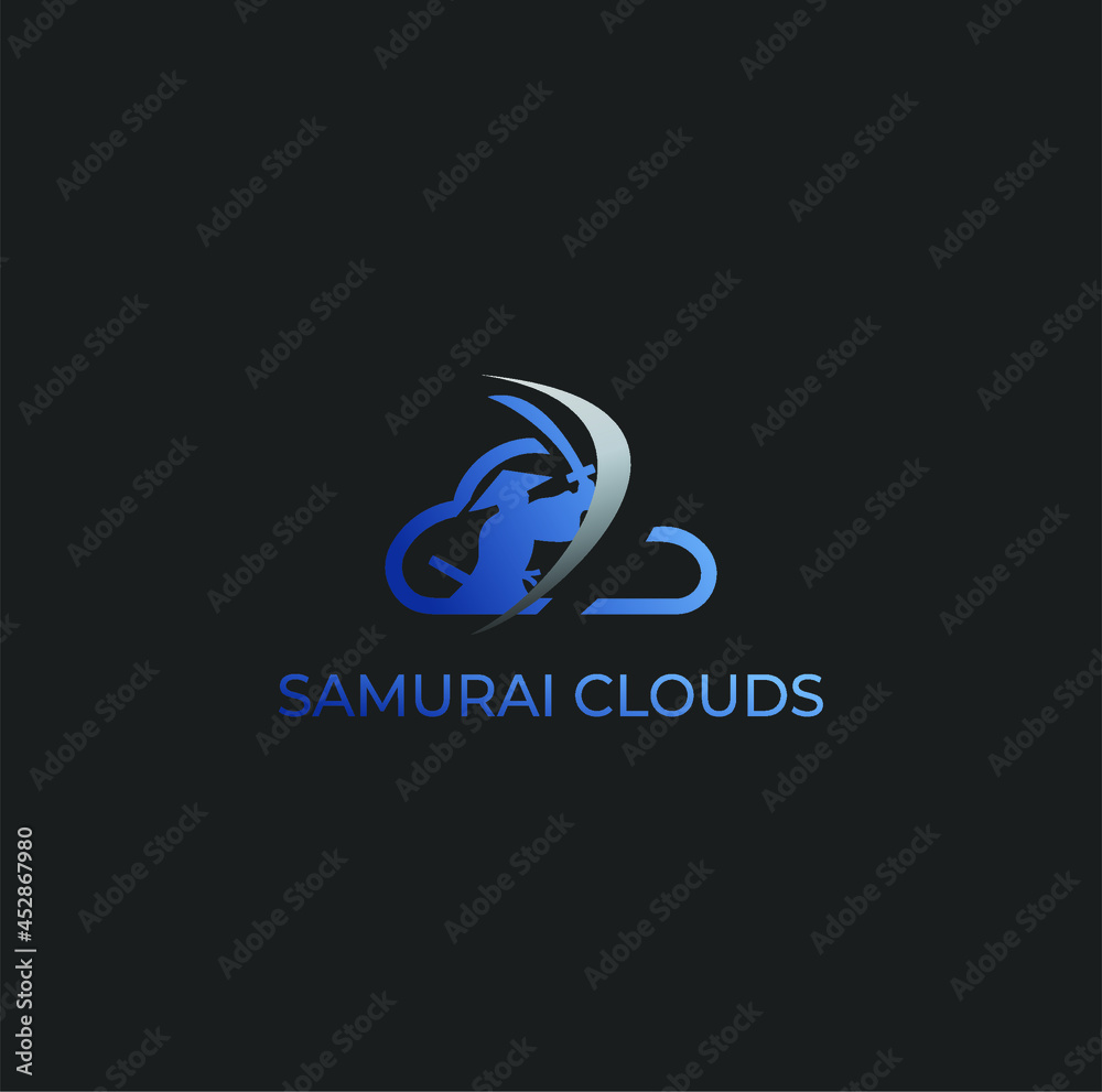Obraz premium samurai and clouds in black background