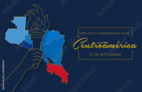 VECTORIAL BANNER for Central America Independence Day with liberty torch and map Fototapet