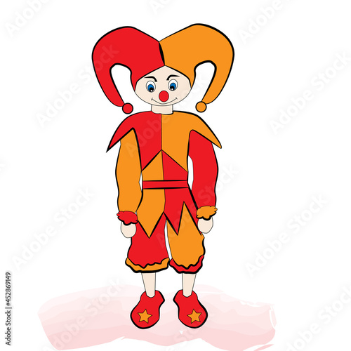 Niño disfrazado de arlequín.
