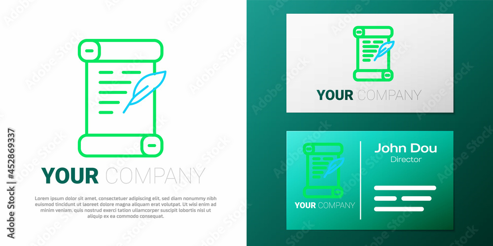 Fototapeta premium Line Decree, paper, parchment, scroll icon icon isolated on white background. Colorful outline concept. Vector