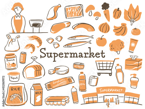 illustration of food in supermarket