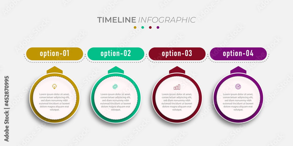Circular timeline steps infographics template design Circular timeline steps infographics template design