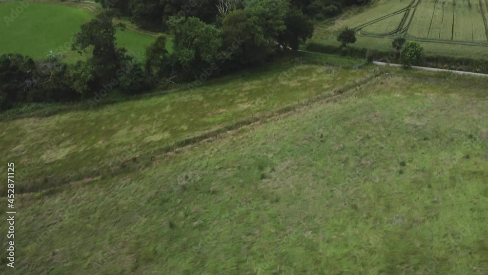 Drone Shot Panning Up Over Countryside Hills Drone Shot Panning Up Over Countryside Hills