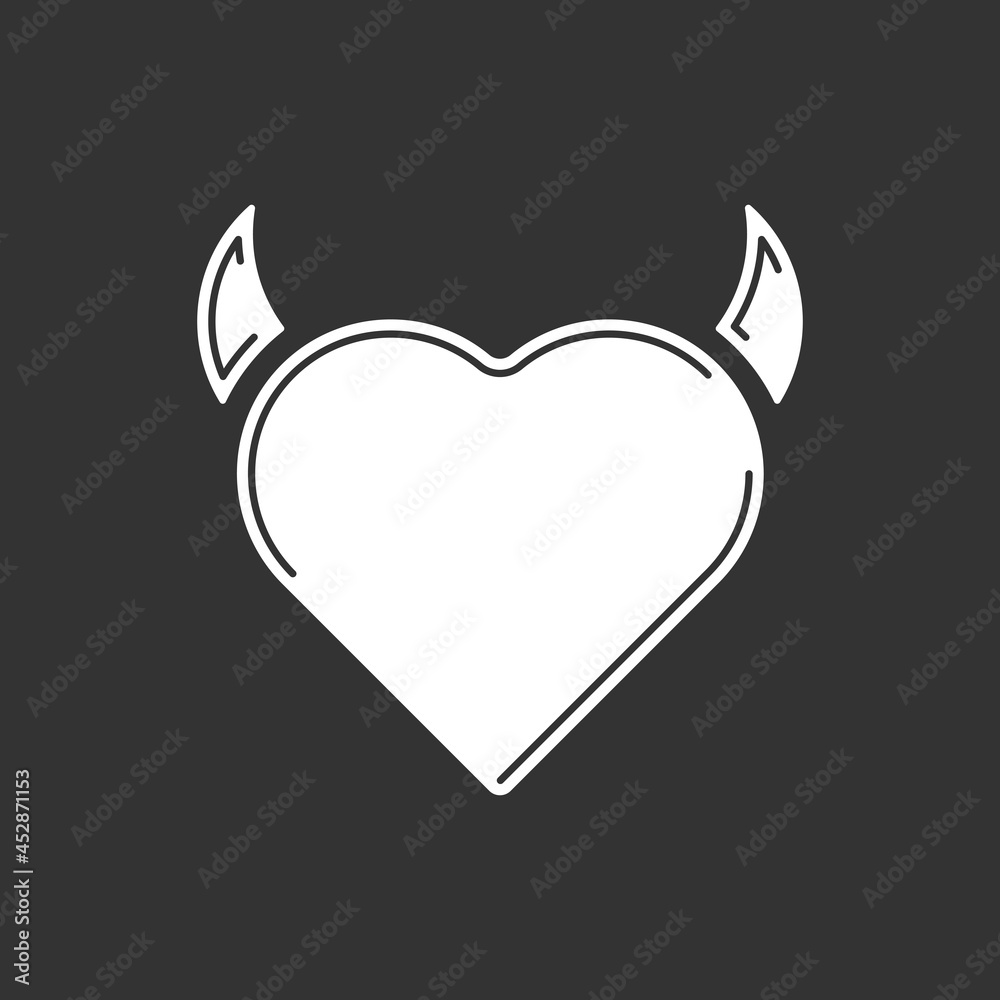 Simple heart with horns, silhouette. Vector illustration, EPS 10 Simple heart with horns, silhouette. Vector illustration, EPS 10