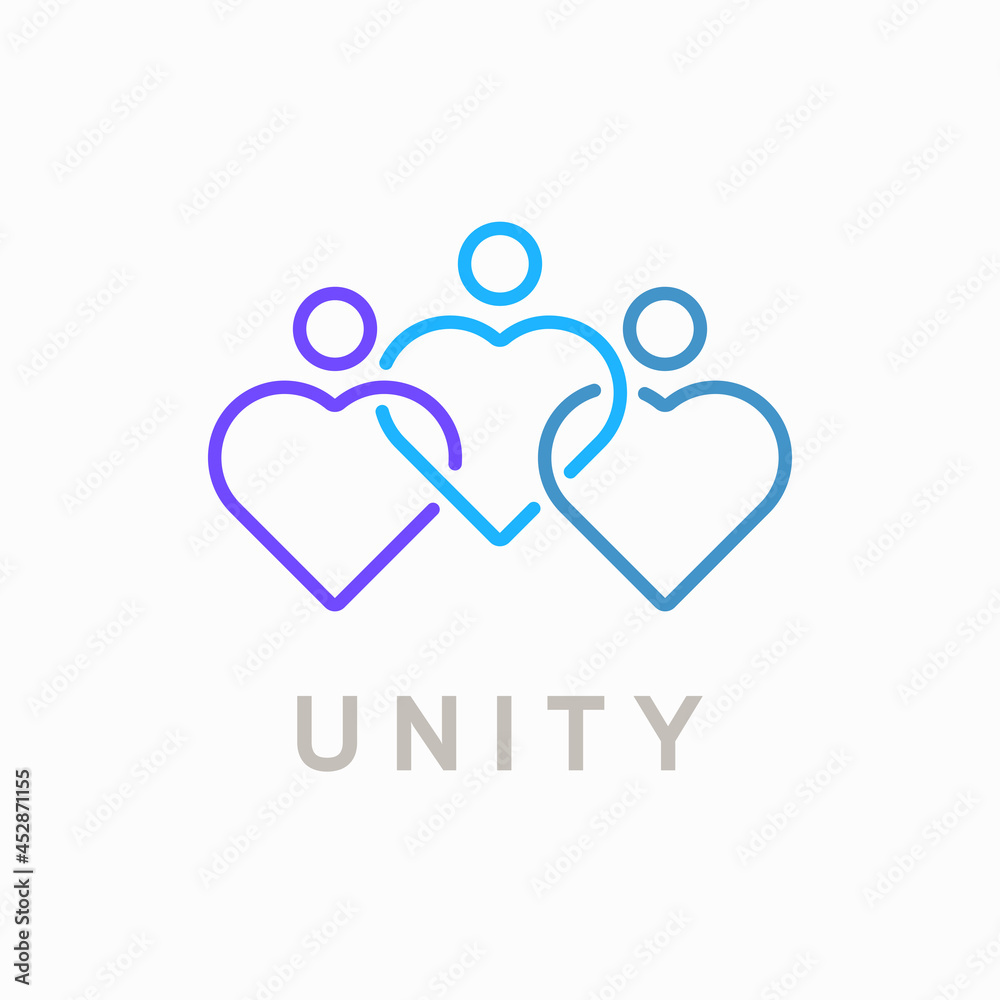 Unity symbol, abstract people, partnership, family support. Connected heart. Vector illustration isolated on white background, EPS 10 Unity symbol, abstract people, partnership, family support. Connected heart. Vector illustration isolated on white background, EPS 10