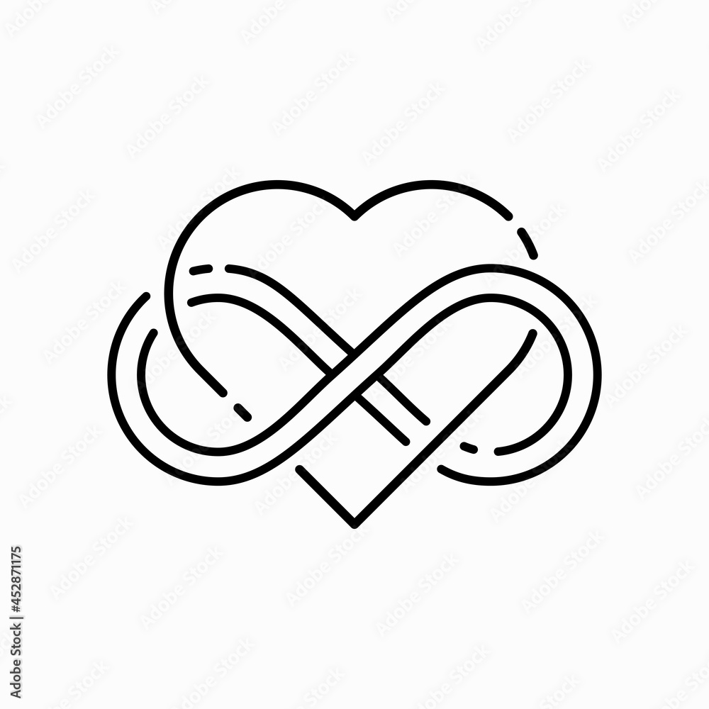 Heart and infinity icon. Poly amorous, symbol. Endless Love. Line design, editable strokes. Heart and infinity icon. Poly amorous, symbol. Endless Love. Line design, editable strokes.