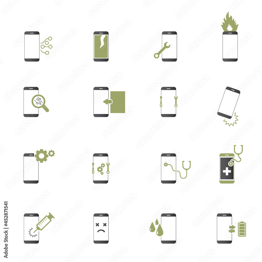 Mobile Phone repair, Smartphone Repair Icon Set. Vector Illustration Mobile Phone repair, Smartphone Repair Icon Set. Vector Illustration