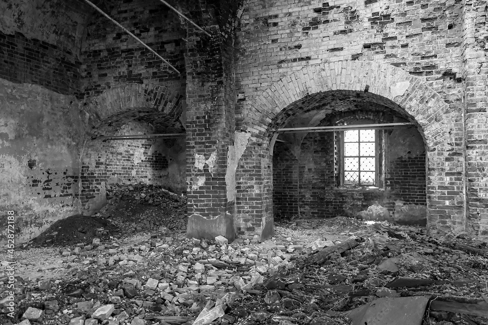 the interior of an abandoned church the interior of an abandoned church