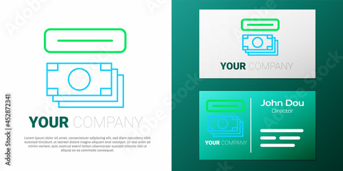 Line ATM - Automated teller machine and money icon isolated on white background. Colorful outline concept. Vector