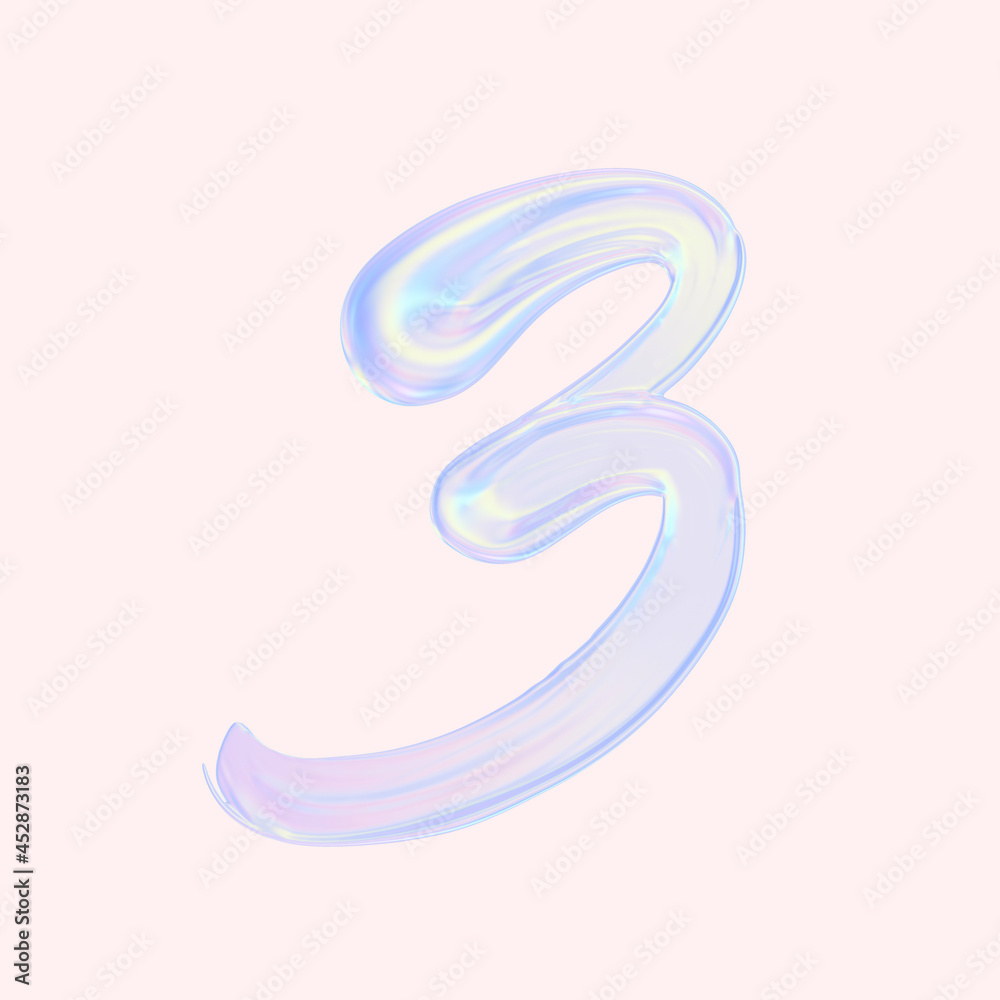 Numeral 3. Holographic gradient 3d digit Three illustration isolated Numeral 3. Holographic gradient 3d digit Three illustration isolated