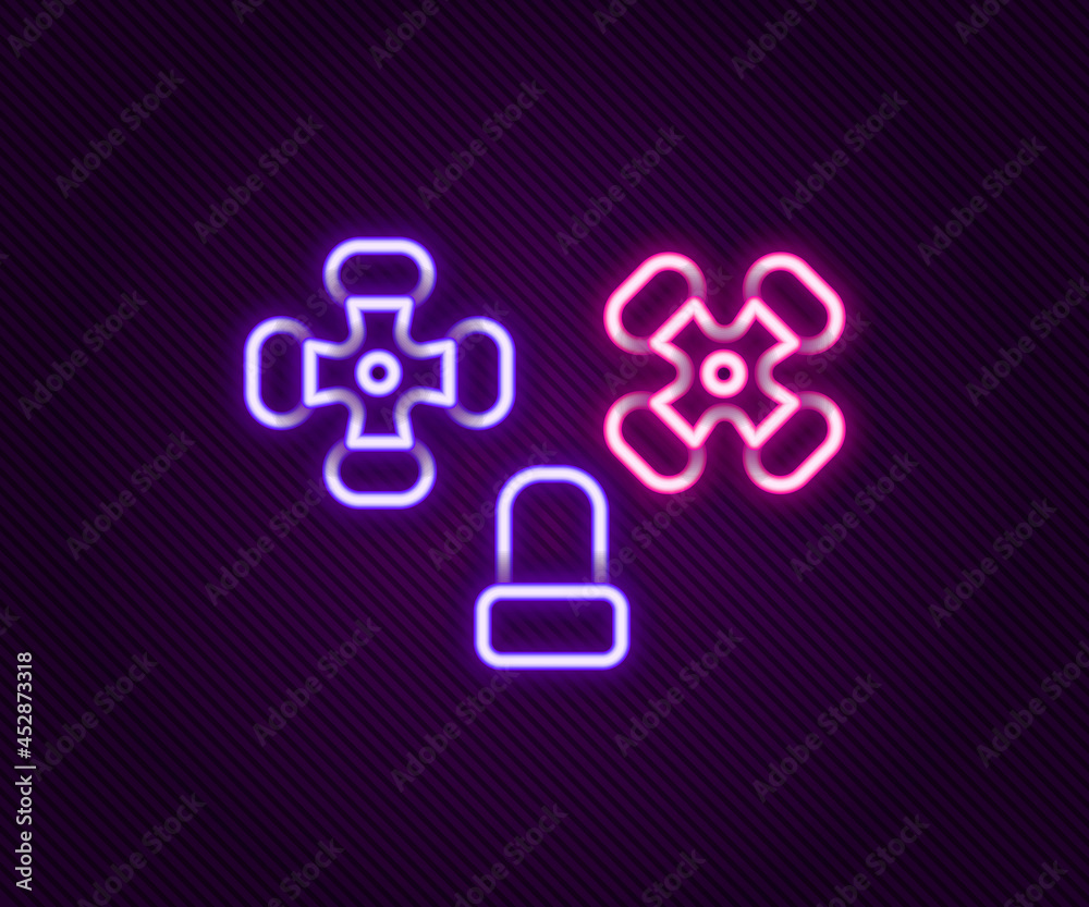 Glowing neon line Water tap icon isolated on black background. Colorful outline concept. Vector Glowing neon line Water tap icon isolated on black background. Colorful outline concept. Vector
