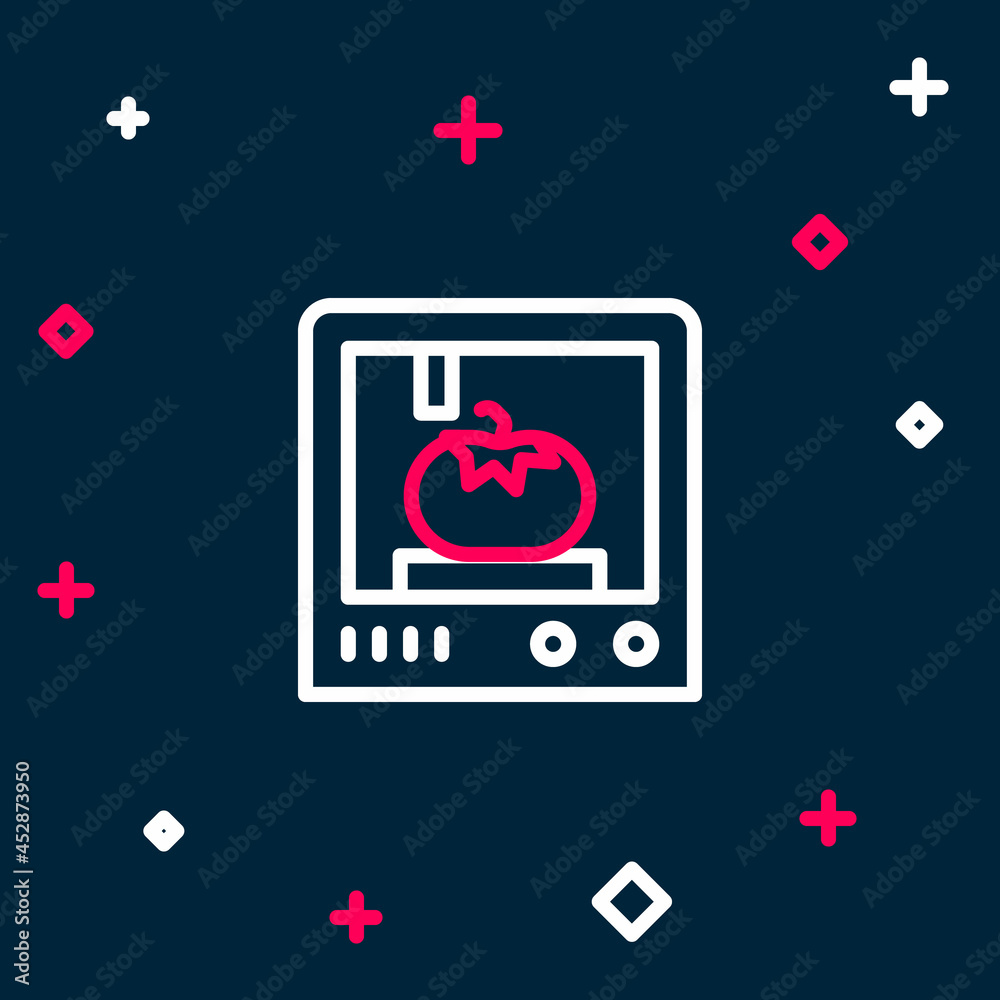 Line 3D printing technology icon isolated on blue background. Colorful outline concept. Vector Line 3D printing technology icon isolated on blue background. Colorful outline concept. Vector