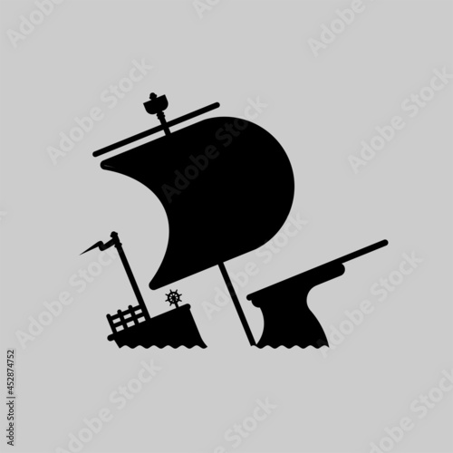 Sunken ship icon sign. symbol vector illustration